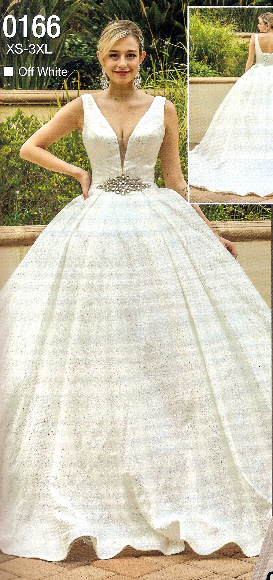 0166 Dancing Queen Off White Glitter Long Train Wedding Dress GUDARA Fashion 0166 Dancing Queen Off White Glitter Long Train Wedding Dress GUDARA Fashion