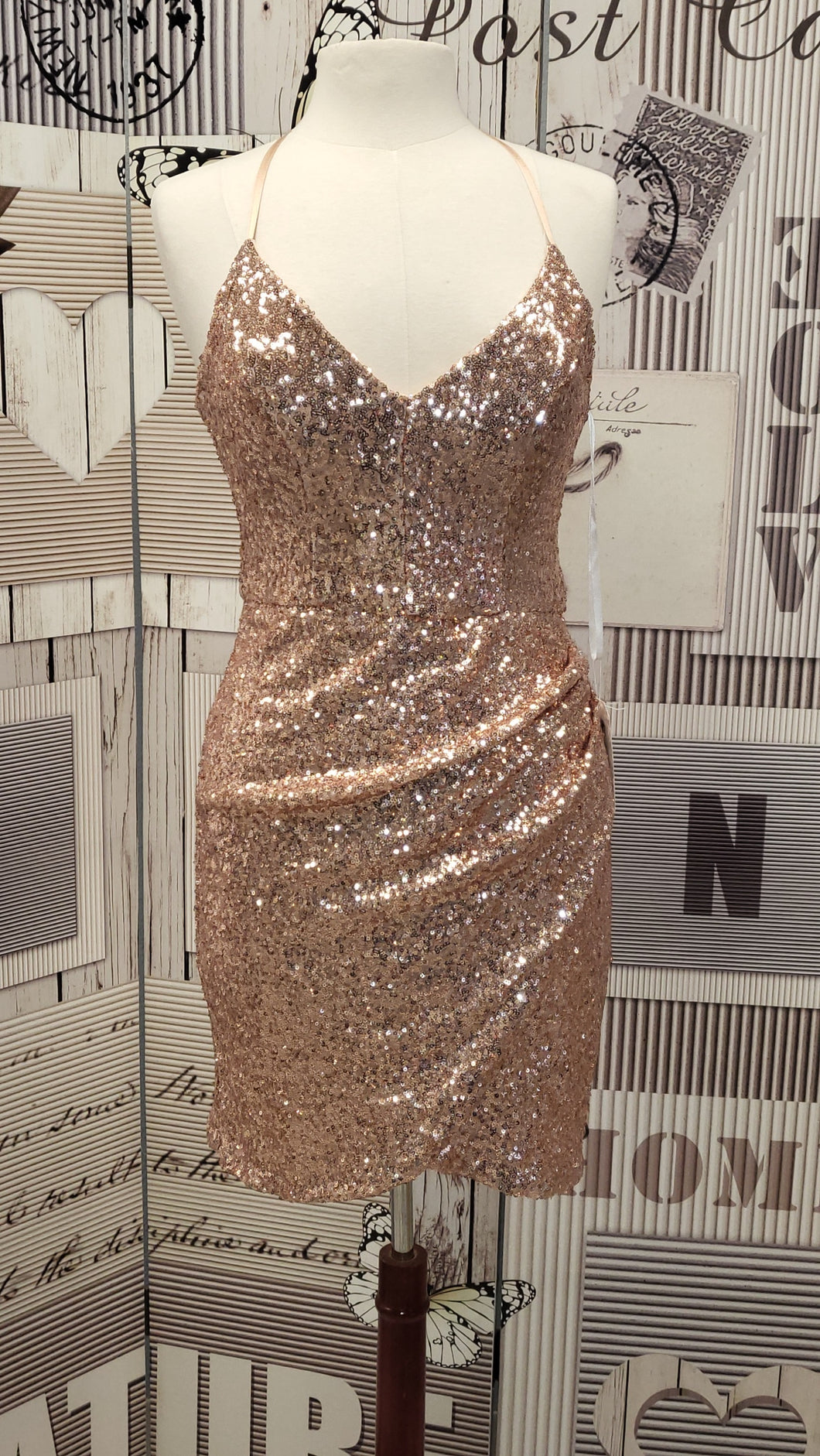 CU002 BSmart Copper Sequin Dress