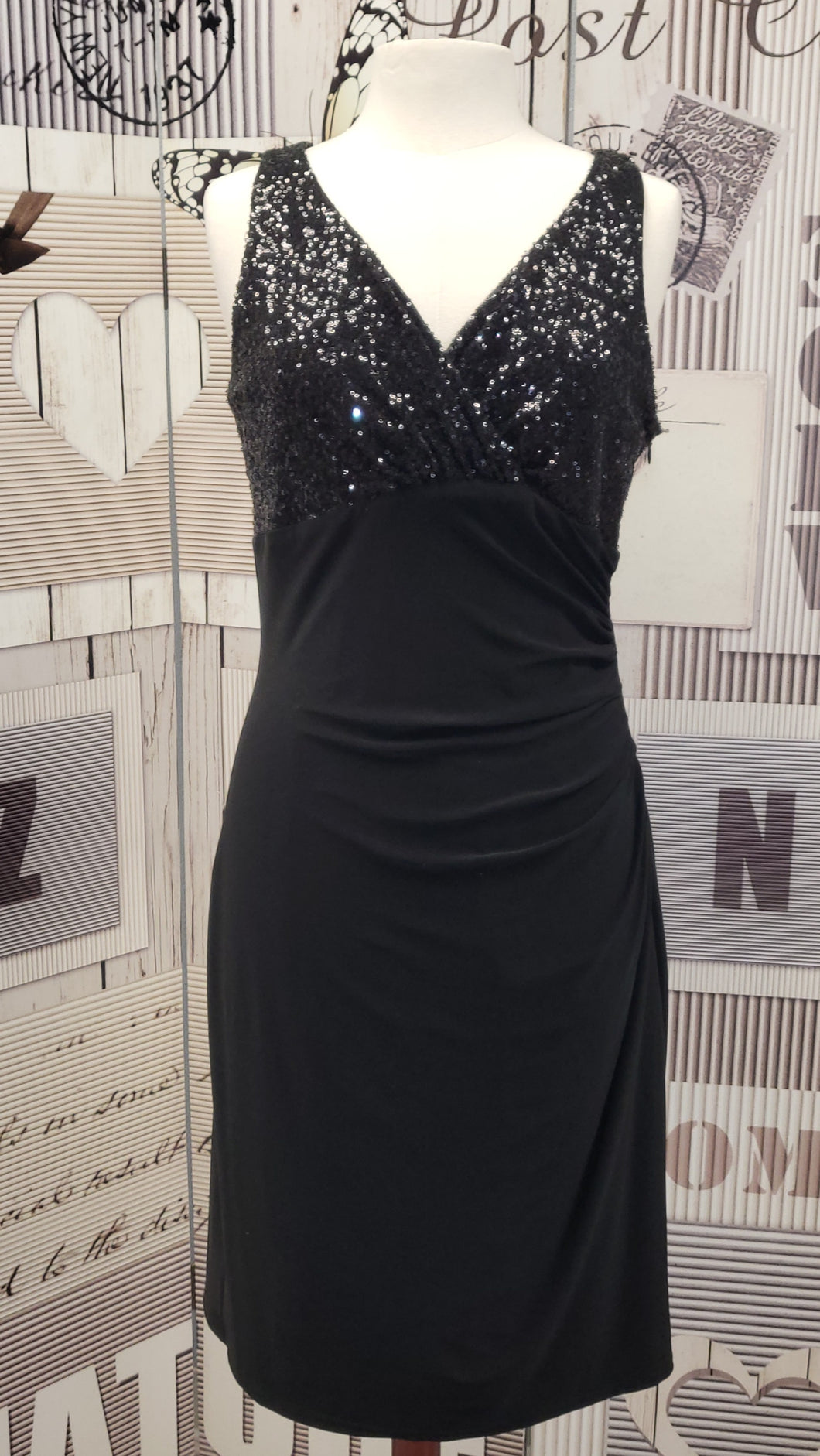 CU003 Ralf Lauren Black Sequin Dress