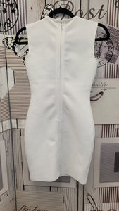 CU007 White FashionNova Low Cut Dress