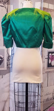 Load image into Gallery viewer, GUD020 Green Satin Bolero  - Half Sleeves with feathers