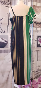 GUD029 One Shoulder Strip Cocktail Dress