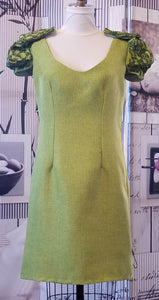 GUD027 Lime Green Embellished Shoulder Cocktail Dress