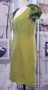 GUD027 Lime Green Embellished Shoulder Cocktail Dress