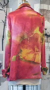GUD013 Floral Satin Print Blouse
