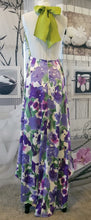 Load image into Gallery viewer, GUD012 Floral Purple Satin Print Keyhole on Front/Open Back Dress