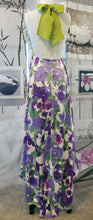 Load image into Gallery viewer, GUD012 Floral Purple Satin Print Keyhole on Front/Open Back Dress