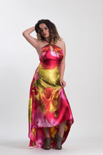 Load image into Gallery viewer, GUD017 Floral Satin Print Keyhole Bodice Dress