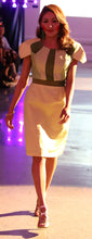 Load image into Gallery viewer, GUD038 Tri-Color Green with Broad Shoulder Cocktail Dress