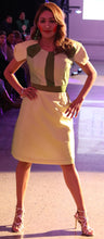 Load image into Gallery viewer, GUD038 Tri-Color Green with Broad Shoulder Cocktail Dress