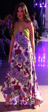 Load image into Gallery viewer, GUD012 Floral Purple Satin Print Keyhole on Front/Open Back Dress